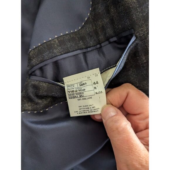 Jack Victor Blazer SUPPER 110"S Conway Men's Size 44R 100% Wool Blue Plaid NEW - Picture 3 of 5
